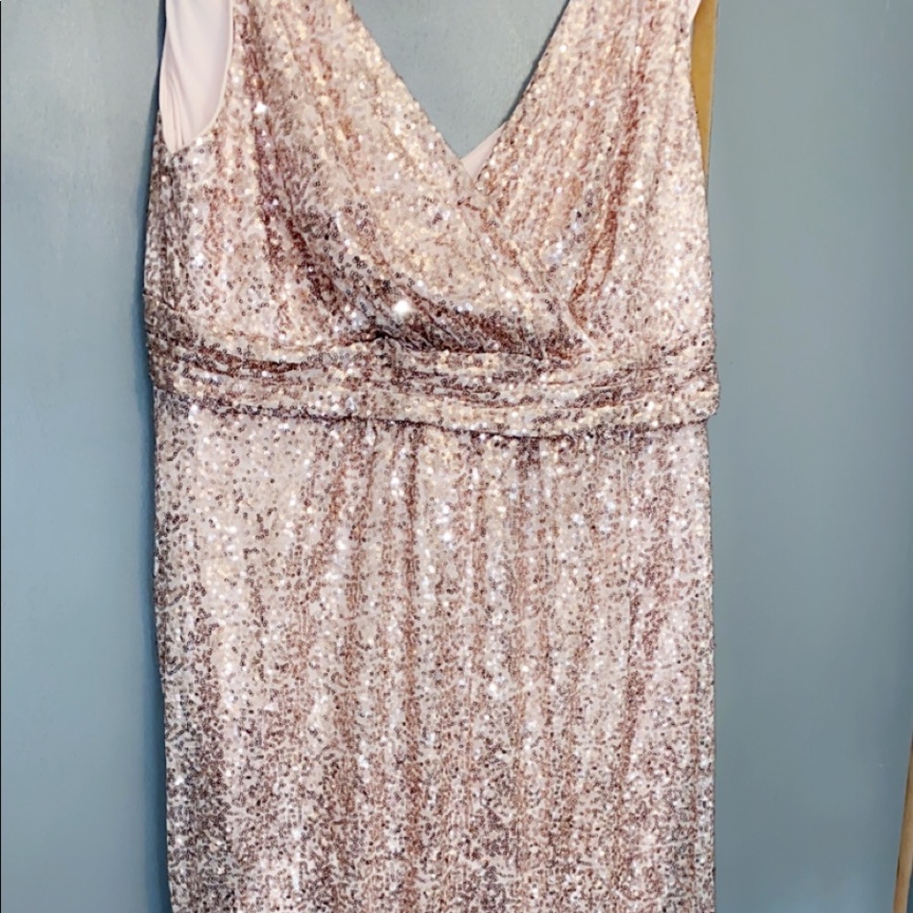 Sequin V-neck rose gold formal dress